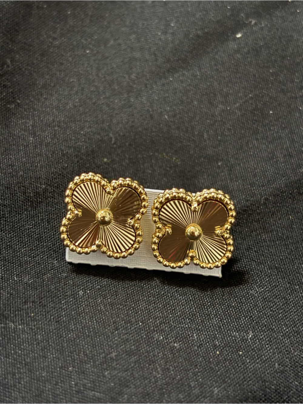Gold tone Clover Flower Stud Earrings - Women Jewelry